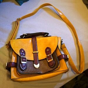 Yellow leather crossbody bag
